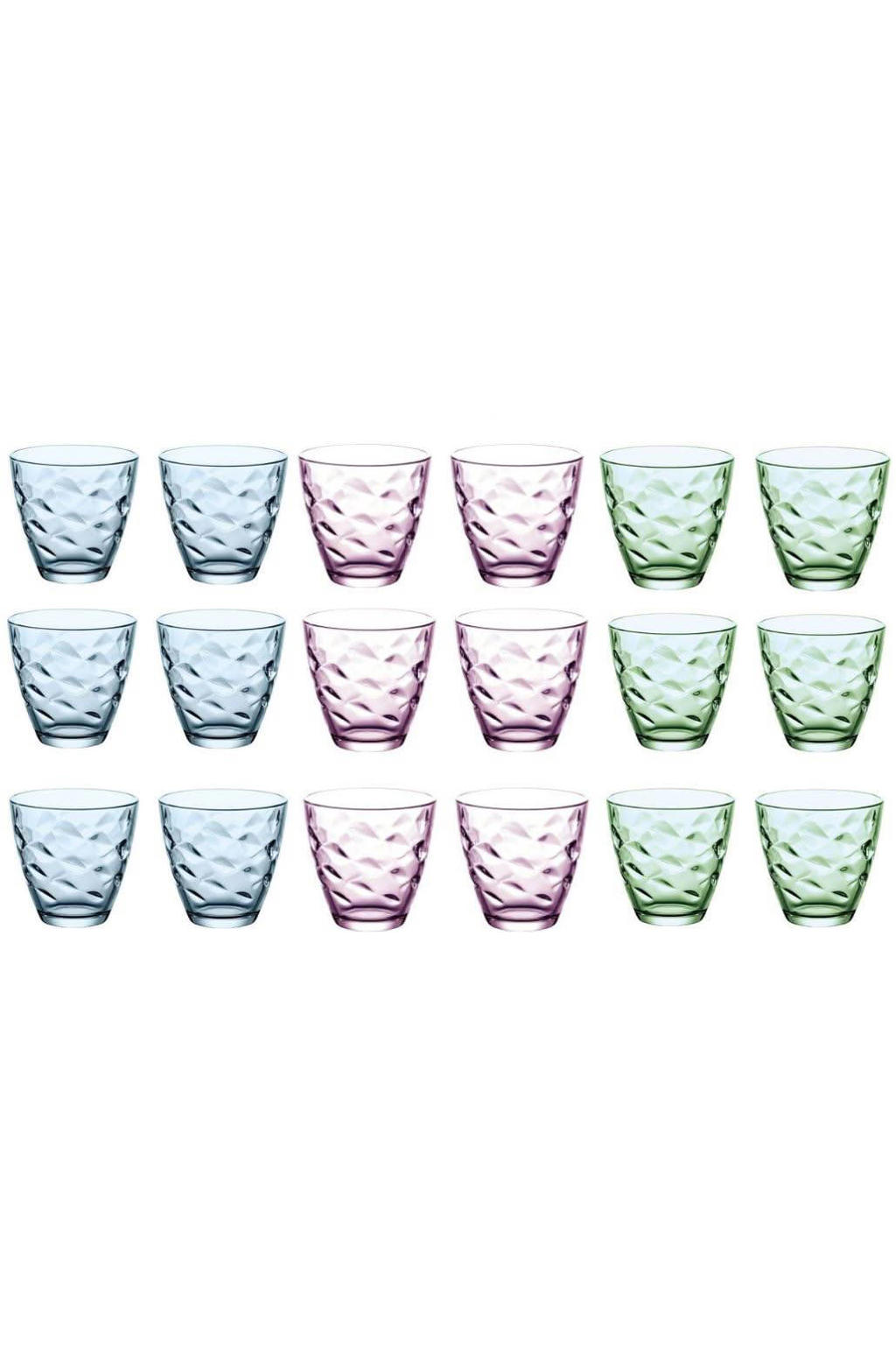 Bormioli Rocco Glazenset Flora kleuren - 250 ml - 18 stuks