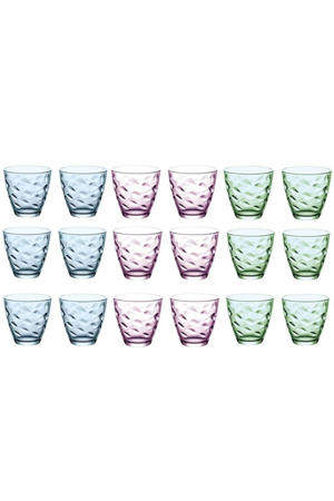 Glazenset Flora kleuren - 250 ml - 18 stuks