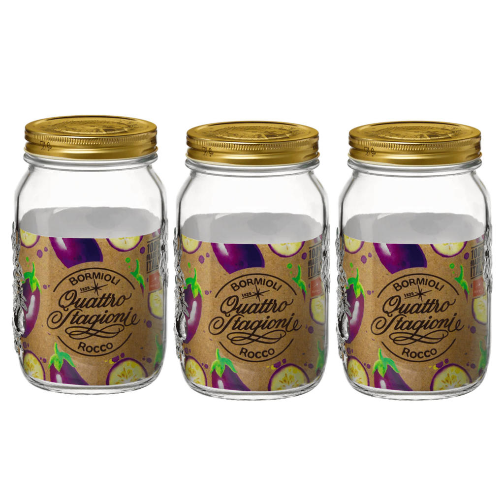 Bormioli Rocco Weckpot Quattro Stagioni - ø 8.6 cm / 1 liter - 3 stuks