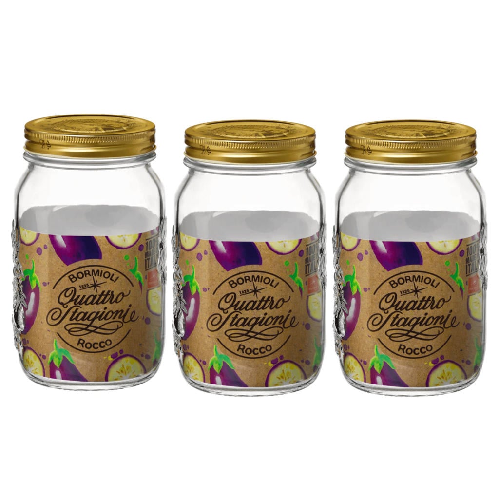 Bormioli Rocco Weckpot Quattro Stagioni - ø 8.6 cm / 1 liter - 3 stuks