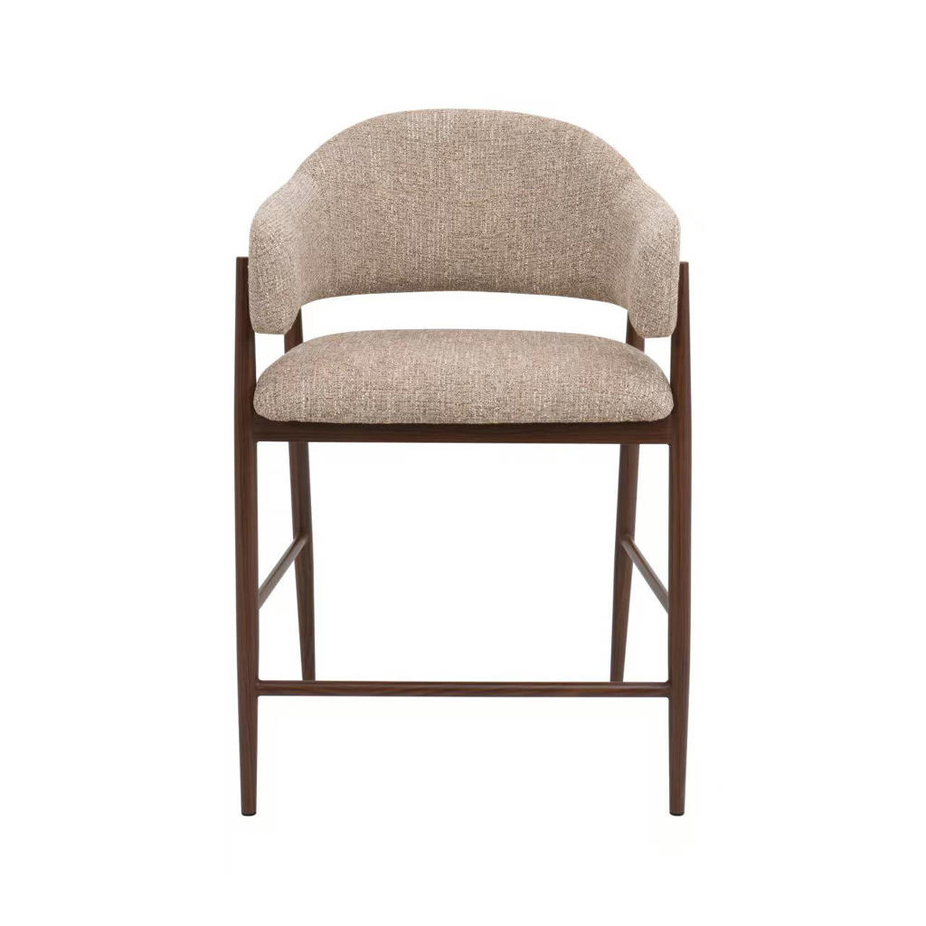 Giga Meubel Barstoel Dénia - Taupe/Walnoot - Zithoogte 65cm (set van 2)