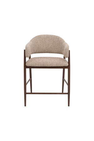 Barstoel DÃ©nia - Taupe/Walnoot - Zithoogte 65cm (set van 2) 