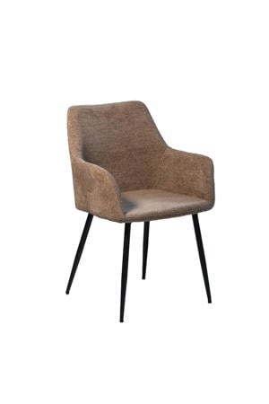 Eetkamerstoel Annabel - Stof/Metaal - Taupe - Set van 2