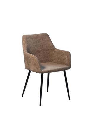 Eetkamerstoel Annabel - Stof/Metaal - Taupe - Set van 2