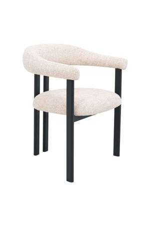 Eetkamerstoel Odense - Stof - Beige/Zwart - Set van 2 