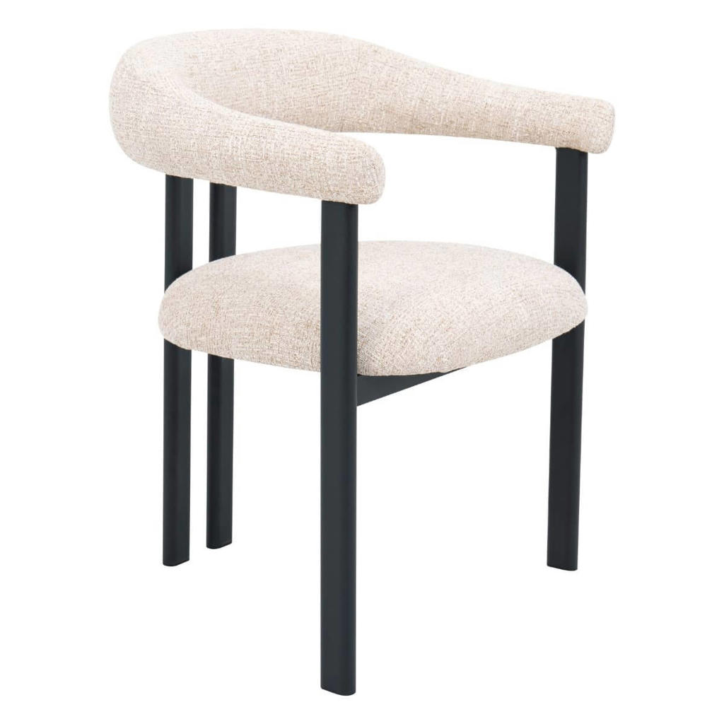 Giga Meubel Eetkamerstoel Odense - Stof - Beige/Zwart - Set van 2