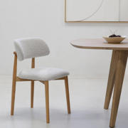 thumbnail: Giga Meubel Eetkamerstoel Lexi - Eikenhout/Polyester - Beige - Set van 2