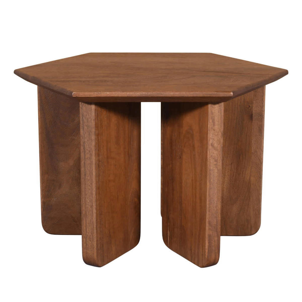 Giga Meubel Salontafel Martos - Donkerbruin Mangohout - 60x60x38cm