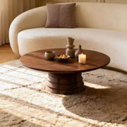 thumbnail: Giga Meubel Salontafel Marín - Rond Donkerbruin Mangohout - 90x90x31cm