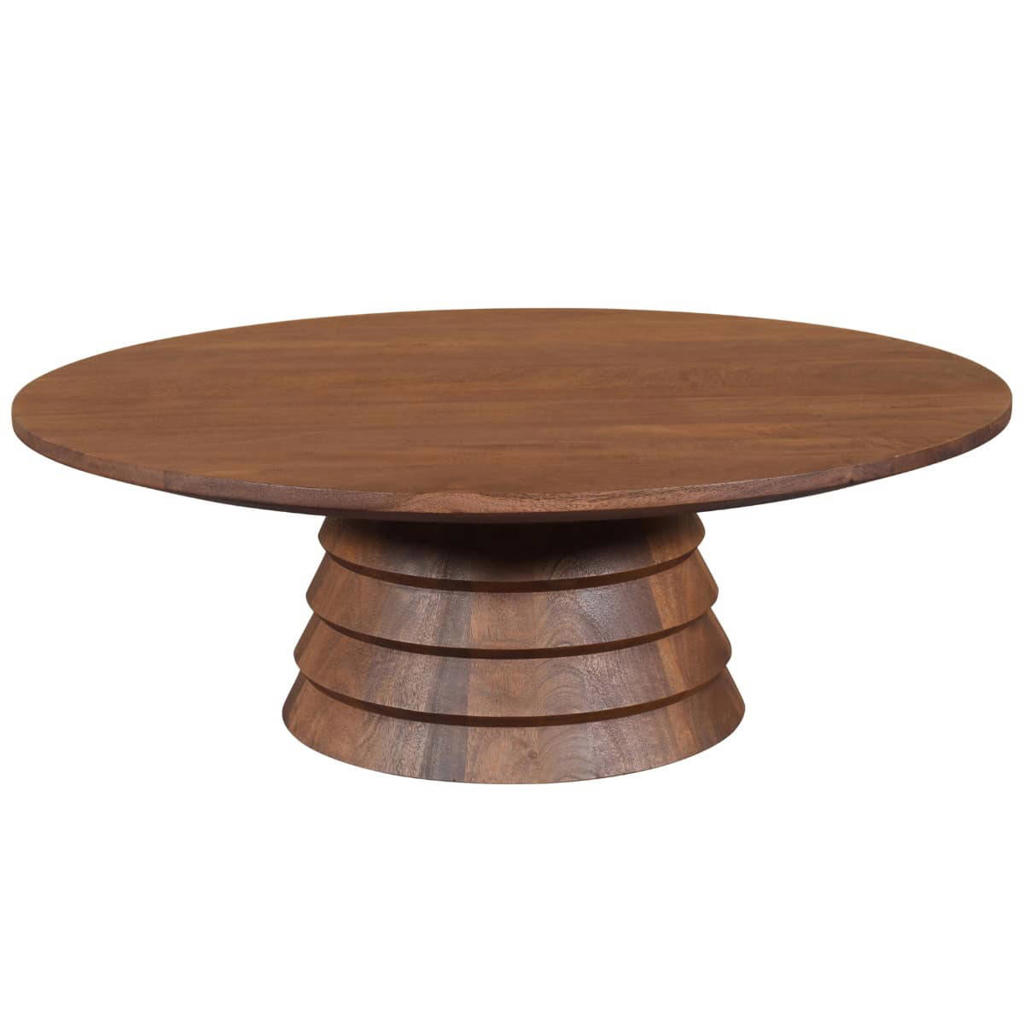 Giga Meubel Salontafel Marín - Rond Donkerbruin Mangohout - 90x90x31cm