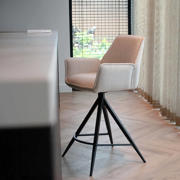 thumbnail: Giga Meubel Barstoel Noa Draaibaar - Beige/Zwart (set van 2)
