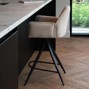 thumbnail: Giga Meubel Barstoel Noa Draaibaar - Beige/Zwart (set van 2)