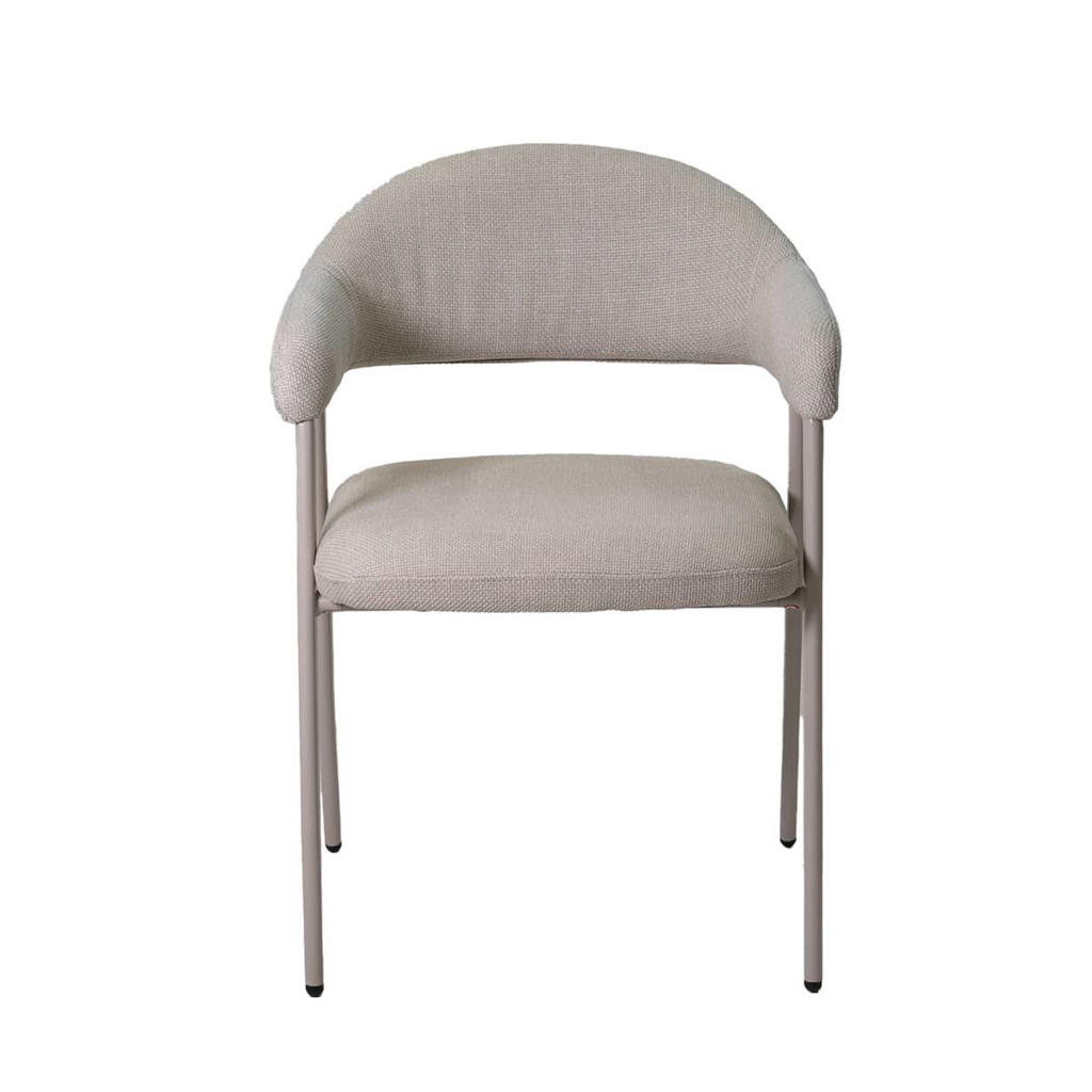 Giga Meubel Eetkamerstoel Linde - Metaal/Stof - Beige - Set van 2