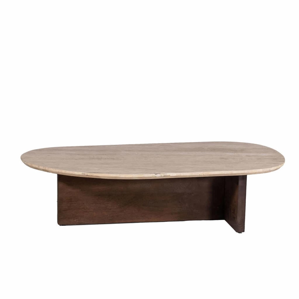 Giga Meubel Salontafel Olaf Travertin Beige/Bruin 140cm