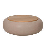 thumbnail: Giga Meubel Salontafel Draby - Taupe/Naturel - Met Opbergruimte - Ø102cm