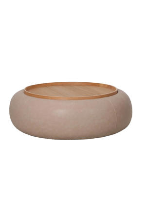 Salontafel Draby - Taupe/Naturel - Met Opbergruimte - Ø102cm