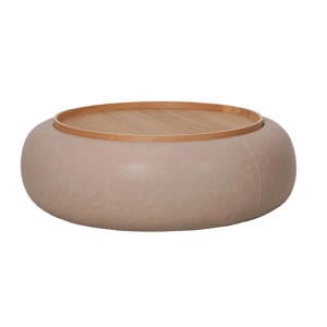 Salontafel Draby - Taupe/Naturel - Met Opbergruimte - Ø102cm