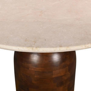 Eettafel Miro Rond - Marmer/Hout - Donkerbruin - 130x130x75cm