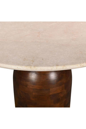 Eettafel Miro Rond - Marmer/Hout - Donkerbruin - 130x130x75cm