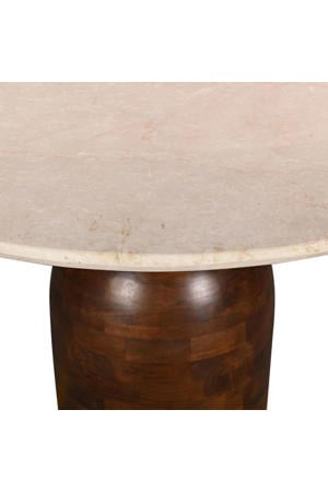 Eettafel Miro Rond - Marmer/Hout - Donkerbruin - 130x130x75cm