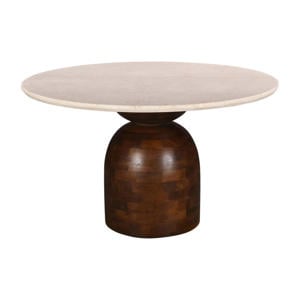 Eettafel Miro Rond - Marmer/Hout - Donkerbruin - 130x130x75cm