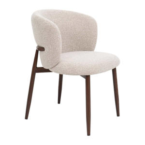 Eetkamerstoel Varde - Stof - Beige/Walnoot - Set van 2 