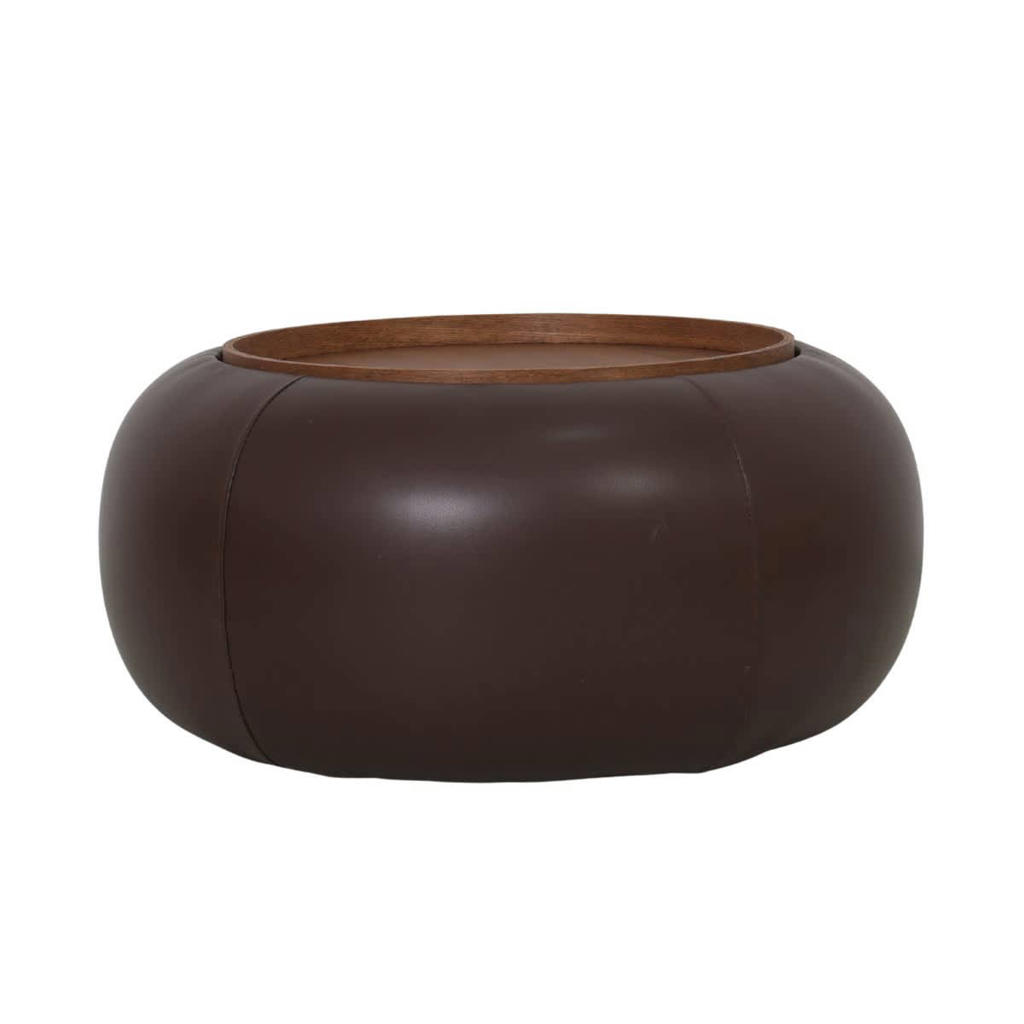 Giga Meubel Salontafel Draby - Rond Donkerbruin/Walnoot - Incl. Opbergruimte - Ø73cm