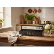thumbnail: Cookinglife Theedoos - Theekist - Zwart - 6 vakken - 43 x 9  x 8.7 cm