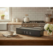 thumbnail: Cookinglife Theedoos - Theekist - Zwart - 6 vakken - 43 x 9  x 8.7 cm