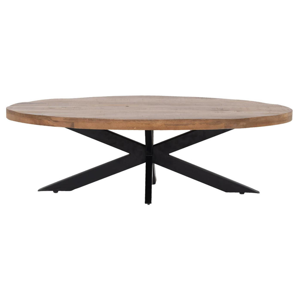 Giga Meubel Salontafel Mansour - Ovaal Bruin Hout - 130x70x40cm