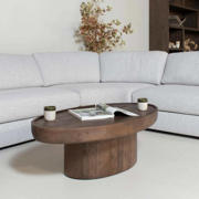 thumbnail: Giga Meubel Salontafel Sola Ovaal - Mangohout - Donkerbruin - 120x65x39cm