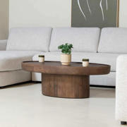 thumbnail: Giga Meubel Salontafel Sola Ovaal - Mangohout - Donkerbruin - 120x65x39cm