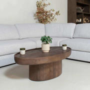 thumbnail: Giga Meubel Salontafel Sola Ovaal - Mangohout - Donkerbruin - 120x65x39cm