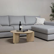 thumbnail: Giga Meubel Salontafel Simon Rond - Travertin/Hout - Bruin - 80x80x36cm