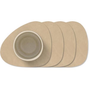 LIND DNA Onderzetters Nupo - Leer - Sand - 13 x 11 cm - 4 Stuks
