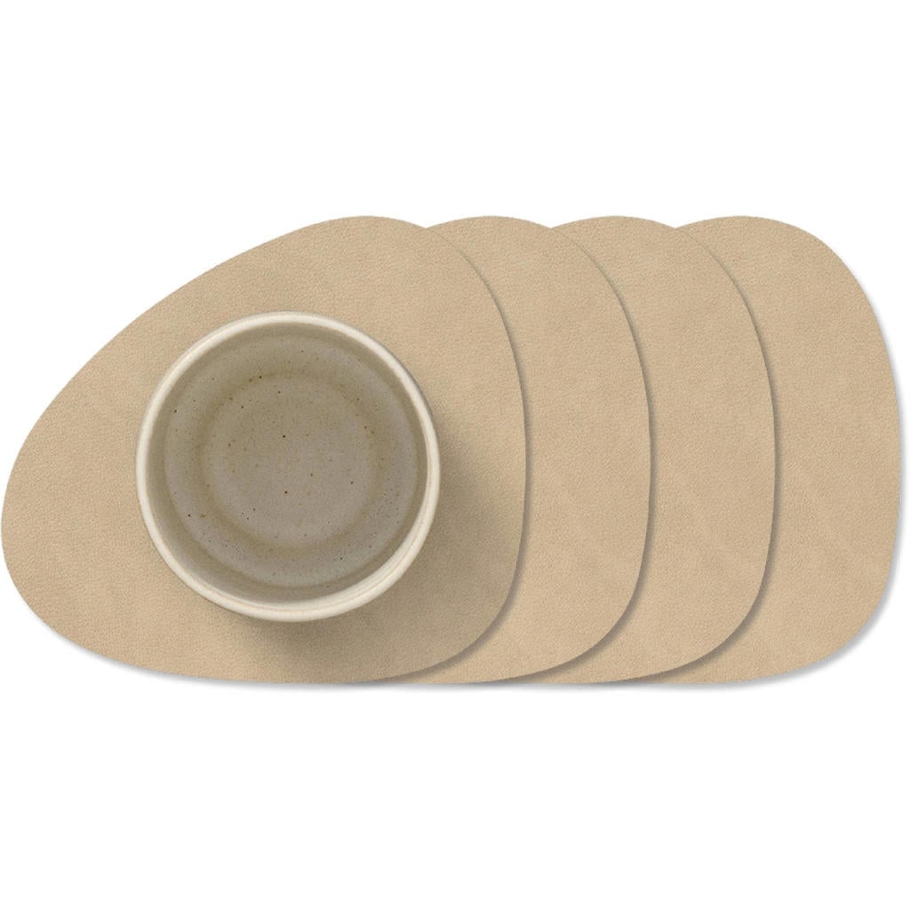 LIND DNA LIND DNA Onderzetters Nupo - Leer - Sand - 13 x 11 cm - 4 Stuks