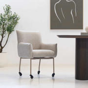 thumbnail: Giga Meubel Eetkamerstoel Arboga - Taupe/Beige - Incl. Wielen - Set van 2