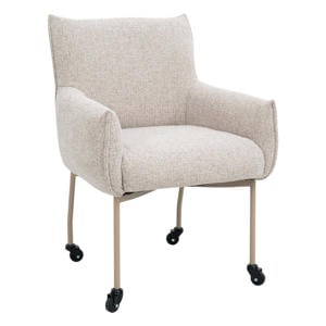 Eetkamerstoel Arboga - Taupe/Beige - Incl. Wielen - Set van 2
