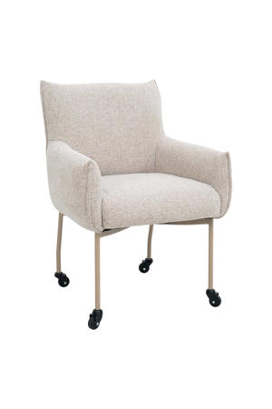 Eetkamerstoel Arboga - Taupe/Beige - Incl. Wielen - Set van 2 