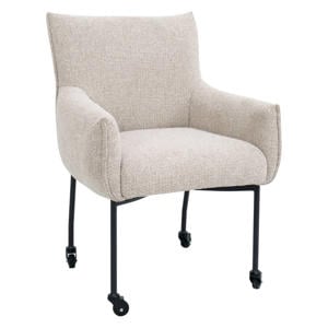 Eetkamerstoel Arboga - Taupe/Zwart - Incl. Wielen - Set van 2