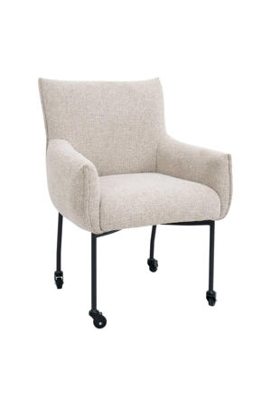 Eetkamerstoel Arboga - Taupe/Zwart - Incl. Wielen - Set van 2 