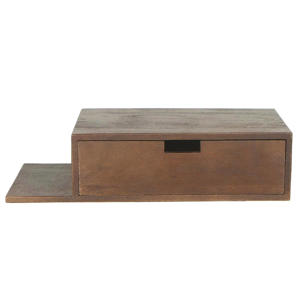 Nachtkastje Niek - Zwevend Donkerbruin Plankje Links - 65cm 