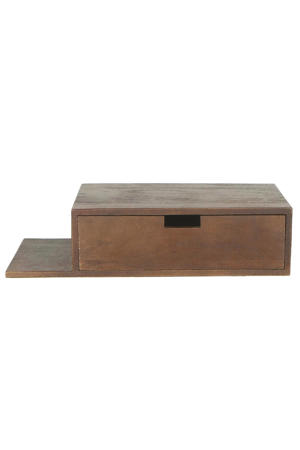 Nachtkastje Niek - Zwevend Donkerbruin Plankje Links - 65cm 