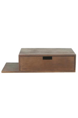 Nachtkastje Niek - Zwevend Donkerbruin Plankje Links - 65cm