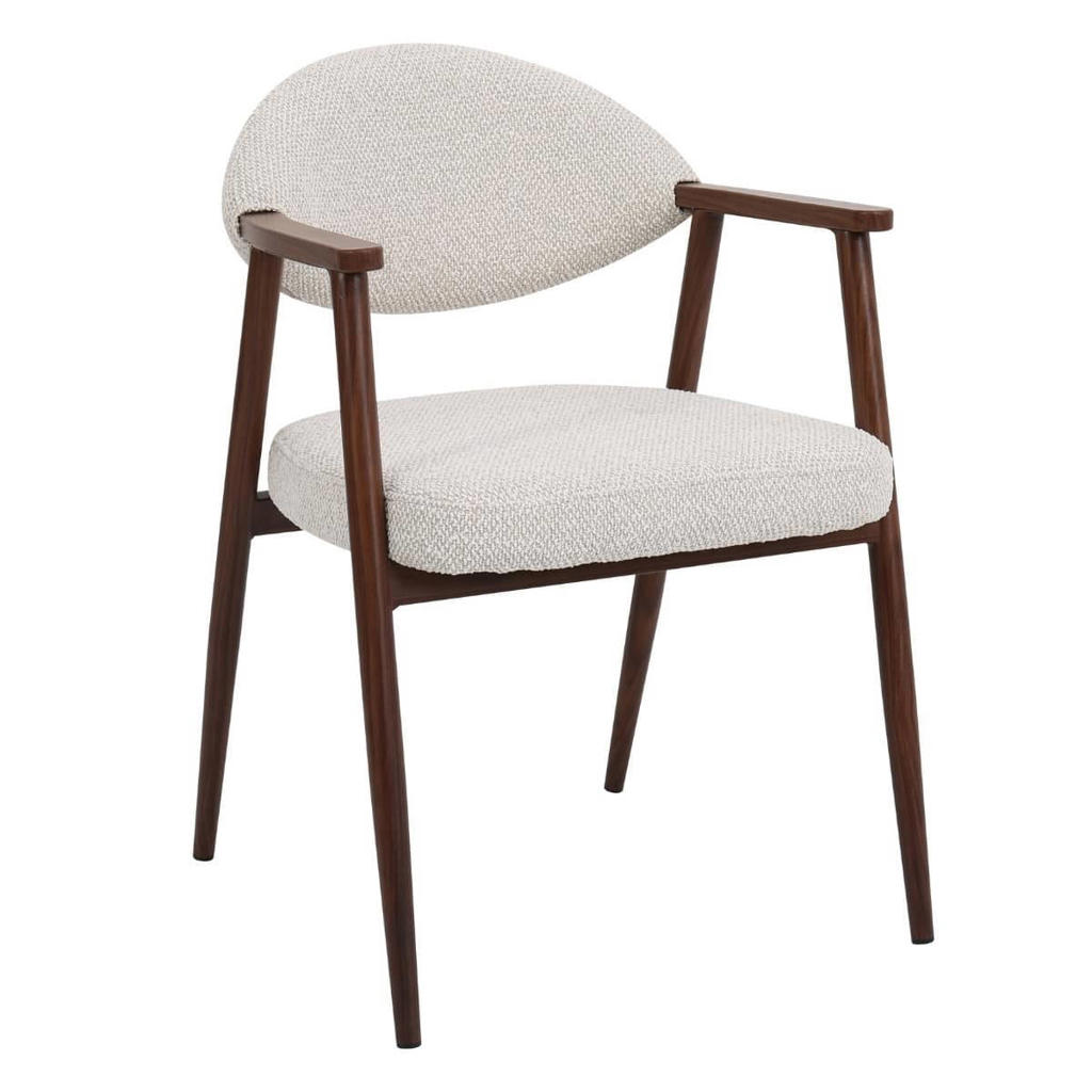 Giga Meubel Eetkamerstoel Karup - Beige/Walnoot - Set van 2