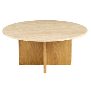Salontafel Faria - Lichtbruin Marmer - Ø80x35cm