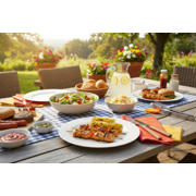 thumbnail: Cookinglife Dinerborden - CampVibe - Outdoor - Kunststof - Onbreekbaar - Wit ø 28 cm - 4 Stuks