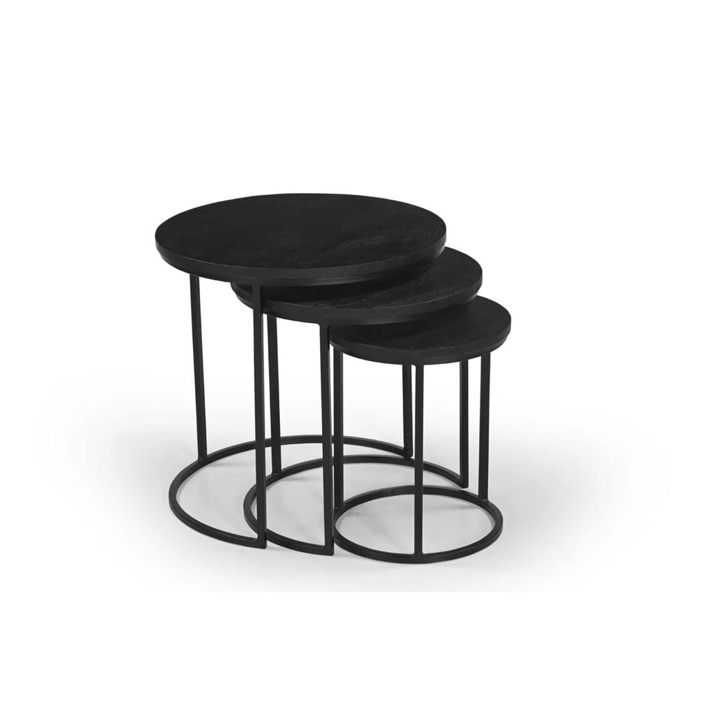 Giga Meubel Salontafel Kila - Rond - Mangohout - Set van 3