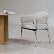 thumbnail: Giga Meubel Eetkamerstoel Dénia - Beige/Chrome Stof - Set van 2