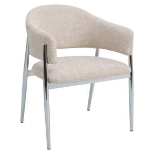 Eetkamerstoel Dénia - Beige/Chrome Stof - Set van 2